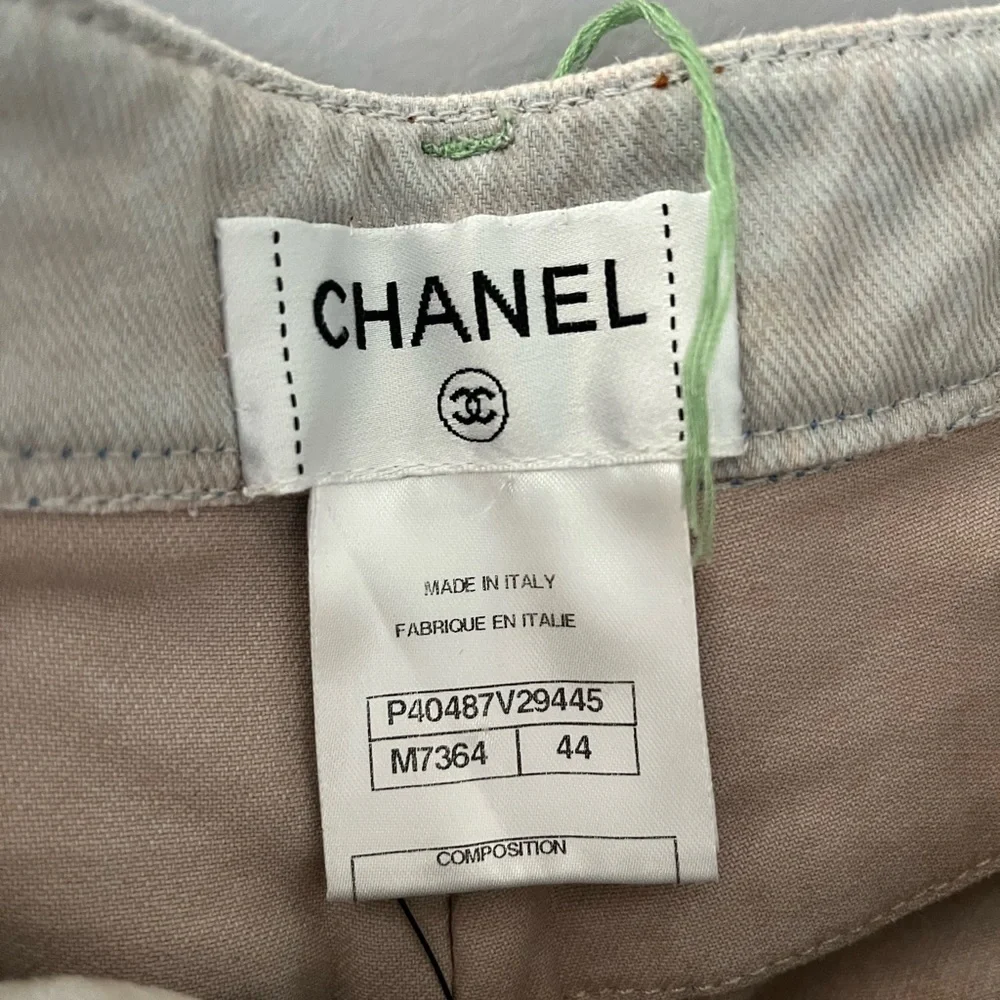 CHANEL Multicolor Embroidered Denim Jeans, Size 44 (Women) P40487V29445